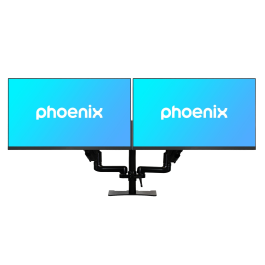 Phoenix technologies Brazo Articulado Doble Soporte Monitor Ajustable con Amortiguador de Gas, Doble Fijación, VESA 75/100mm