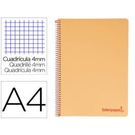 Cuaderno Espiral Liderpapel A4 Wonder Tapa Plastico 80H 90 gr Cuadro 4 mm Con Margen Color Naranja 5 unidades