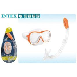 Intex Set Completo de Buceo y Snorkel Wave Rider para Niños y Jóvenes Mayores de 8 años, Incluye Máscara y Tubo Respirador de PVC.