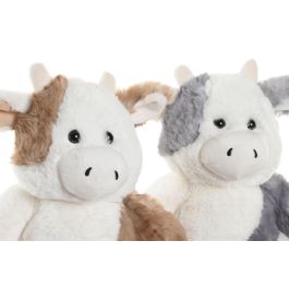 DKD Home Decor Peluche Vaca Marron Gris Poliester 22 x 24 x 25 cm