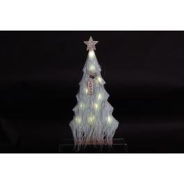 DKD Home Decor Árbol Navidad Beige 6 x 40 x 19 cm (6 Unidades) - Poliester, MDF, LED