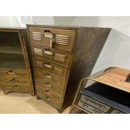 DKD Home Decor Cajonera Loft Dorado Metal 7 Cajones 34 x 139 x 40 cm