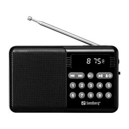 Sandberg Altavoz Radio FM+BT Recargable - Portátil, Display Claro y Escaneo Automático para Música y Noticias