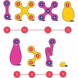 GIPSY TOYS AAADG59402 Clixo Crew Pack Rosa/Amarillo - Juego de Construcción Magnético Flexible - 30 Piezas - A partir de 4 Años