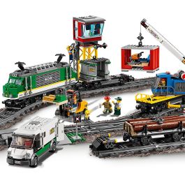 LEGO Tren de Carga con Control Remoto City 60198 - Set completo con 4 Vagones, 33 Vías, Carretilla Elevadora y 6 Figuras