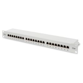 Digitus Patch Panel 1HE, 24 Puertos RJ-45 Cat5e Blindado (Gris), Cumple EN-50173 / ISO/IEC 11801 / EIA/TIA 568