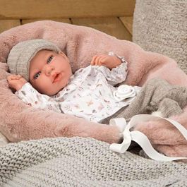 Muñecas Arias Muñeca Elegance Andie Gris con Cojín de Lactancia, Incluye Chupete (Muñeco de Peso) 40 cm