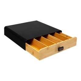 5Five Caja de Almacenamiento para Cápsulas de Café Noir Kitchen - Negro/Natural Metal/Bambú (Capacidad 64 Nespresso Horizontal) 33x31x7.5cm Precio: 30.50000052. SKU: B1D6A799Z9