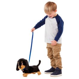 Bizak 64559091 Waggles, Mi Perrito Salchicha interactivo que camina, ladra, mueve la cola. Peluche suave, incluye correa