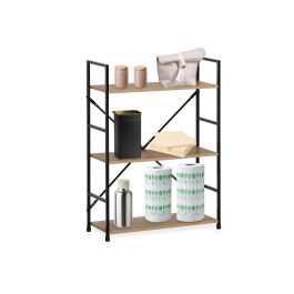 Confortime Estanteria 3 Niveles Metal-Madera Negra 85 cm Ancho x 25 cm Largo x 7 cm Alto