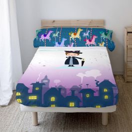 Juego de Sábanas HappyFriday Mr Fox Nanny Multicolor Cama de 105 2 Piezas