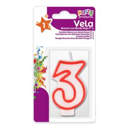 Best Products Vela Nº 3 Cera Rojo / Blanco Repostería