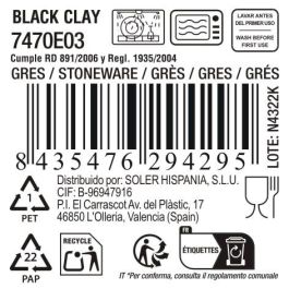 Plato Black Clay Ø20.7x2.3 cm - Inde (12 Unidades)