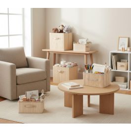 Inde Cesta de Ordenación Bambú y TNT 32 x 25 x 18 cm (12 Unidades)