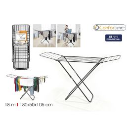 Inde Tendedero metálico extensible de 18 m, color negro brillo, largo 127 x ancho 51 x alto 3.5 cm (6 Unidades)