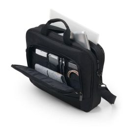 Dicota Maletín Eco Top Traveller BASE Portátil 13-14.1", Poliéster rPET Reciclado Negro, Acolchado HDF, Múltiples Bolsillos