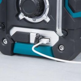Makita DMR112 Radio de Obra Inalámbrica Bluetooth IP64 con Carga USB y Entrada Auxiliar, Negro/Turquesa