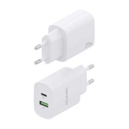 AISENS - CARGADOR 20W, 1xUSB-C PD3.0, 1xUSB-A QC3.0, BLANCO