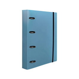 Liderpapel Carpeta con Recambio A4 Cuadro 5mm 100 Hojas 80g Polipropileno 4 Anillas 25mm Celeste