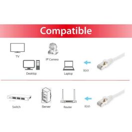 EQUIP 606002 Cable de Red Cat6A S/FTP 0.50m Doble RJ45 Blanco LSZH