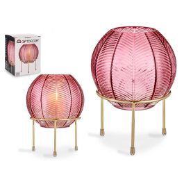 Jarrón Bola Cristal Rosa Base Metal Oro Giftdecor 14.5x19.5x14.5 cm (8 Unidades) Precio: 77.50000027. SKU: S3609630