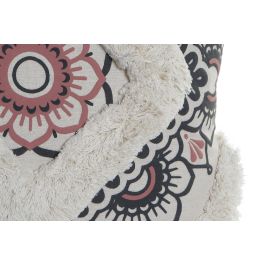 DKD Home Decor Cojín Colonial Blanco Negro de Poliéster con Cremallera 45 x 45 x 10 cm