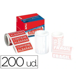 Apli Etiquetas Contiene Albaran 50x100 mm Rollo 200 Unidades Adhesivas Rectangulares Rojo Precio: 9.5000004. SKU: B1JABS8RXB
