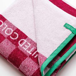Benetton Toalla de playa infantil Kids cuadros rojos 140x70cm 100% algodón