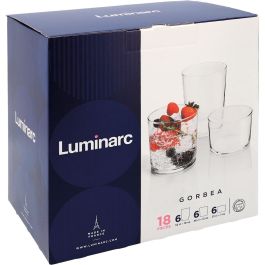 Luminarc Set 18 Vasos Altos y Bajos de Vidrio Gorbea (53, 36, 23 cL) Templado Extra Resistente, Apto Lavavajillas y Microondas