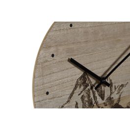 DKD Home Decor Reloj de Pared a Pilas Alpino con Diseño de Montaña en MDF, Color Negro, 30 x 1.5 x 30 cm