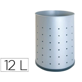 Sie Papelera metálica 101-r plateada pintada perforada 31.5x21.5 cm