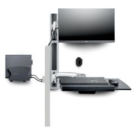 StarTech Estación de Trabajo Soporte de Pared para Monitor VESA hasta 32 Pulgadas y 10kg con Bandeja Teclado/Ratón y Brazo Articulado, Negro