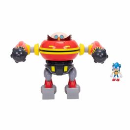 JAKKS PACIFIC Playset Sonic the Hedgehog Robot Martillo Dr. Eggman Deluxe con figura de Sonic clásico, brazos articulados y cañón