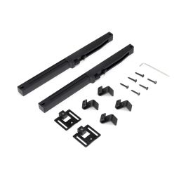 Emuca Kit de herrajes para una puerta corredera colgada de madera Barn, Con cierre suave, tableros no incluidos, Acero y Plástico, Pintado negro