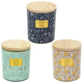 Home Deco Factory Vela Perfumada Flor Oriental Tarro Vidrio Tapa Madera altura 8,5 cm