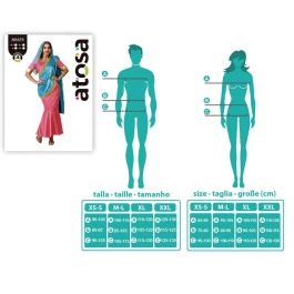 Disfraz Hindú Asiático Rosa Mujer Adulto XS-S Vestido Veló