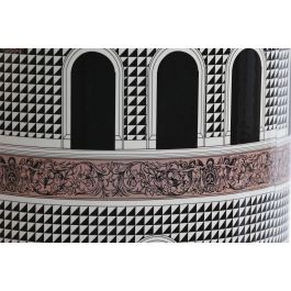 DKD Home Decor Lámpara Sobremesa Jing Door Neoclásico Porcelana Multicolor Negro Dorado Melocoton 40 x 40 x 67.5 cm