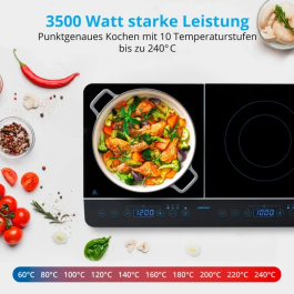 Medion MD 15324 Placa de Inducción Independiente, 2 Fuegos, L 60,3 x P 35,5 cm