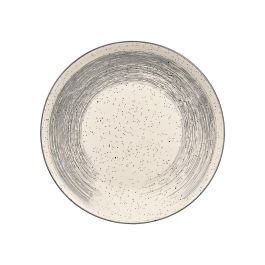 Vessia Plato Llano Patinado de Cerámica (Porcelana), Gris/Blanco, 26 cm de Diámetro, 2 cm de Alto (Set de 24)
