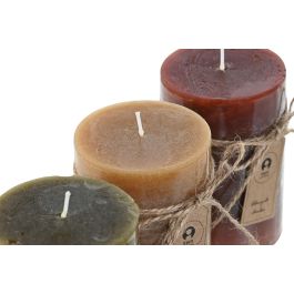 DKD Home Decor Vela de Cera 300 gr 55 horas Mostaza Verde Burdeos 6.8x10x6.8 cm Pack 12 Unidades Surtido Aleatorio