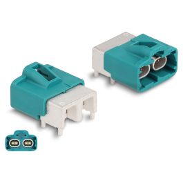 DeLOCK HDMTD Conector Doble Macho Angulado para PCB, 100 Ω, Azul y Plata, Plástico y Latón