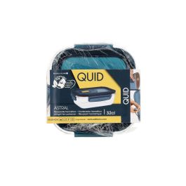 Quid Recipiente Hermético Vidrio Astral 11,6x11,6x6,3 cm - 32 cL Azul Tapa 4 Cierres Herméticos 12 Unidades