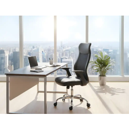 Q-connect Silla Direccion Bergamo Malla/Similpiel Negro, Altura Max 1210mm, Anchura 520mm, Profundidad 480mm, Ruedas Premium