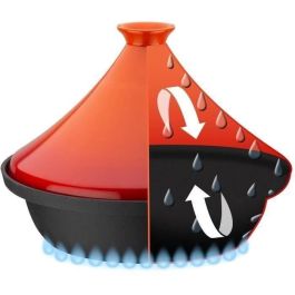 Tajín de hierro fundido macizo - GSW - 30 x 22 cm - Tapa de cerámica - Inducción - Naranja Tajín de hierro fundido macizo - GSW - 30 x 22 cm - Tapa de cerámica - Inducción - Naranja