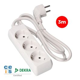 Edm Prolongador 3 Tomas 2p+t 16A 250V Cable H05VV-F 3G 3m 3680W Blanco