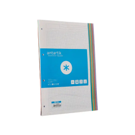 Antartik Recambio A4 80 Hojas 90gr Cuadro 5 mm 4 Taladros Bandas de 5 Colores Pastel