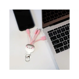 Wondee Cable Multiconector 3 en 1 Molang 3D Carga y Sincroniza Smartphones y Tablets USB-C Lightning Micro USB