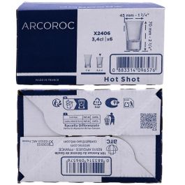 Caja 6 Vasos Altos Licor Vidrio Hot Shot Arcoroc 3,4 cL