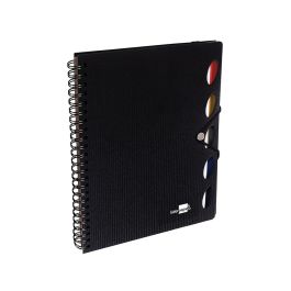 Cuaderno Espiral Liderpapel A4 Micro Executive Tapa Plastico 100H 80 gr Cuadro 5 mm 5 Separadores Con Gomilla Negro