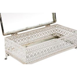 DKD Home Decor Joyero Tradicional Plateado Metal y Cristal 25.5 x 12.5 x 7.5 cm